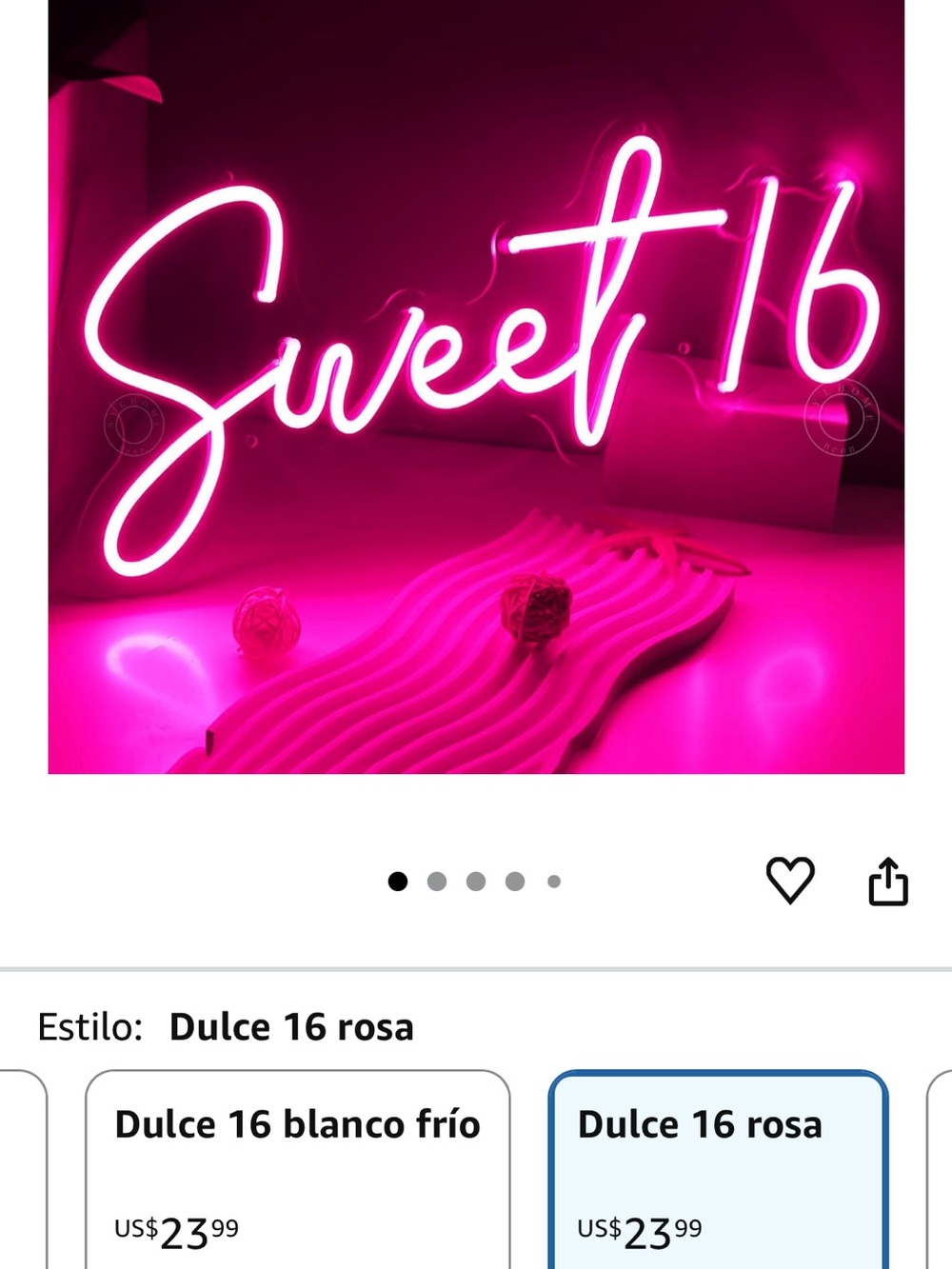 Pink "Sweet 16" Neon Sign